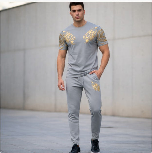 Men’s Summer Track Suit GREY 2 LION  – Lightweight & Breathable