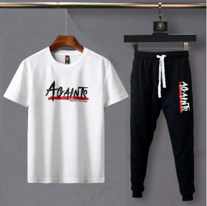 Men’s Summer Track Suit AGENT WHITE SHIRT AND BLACK TROUSER – Lightweight & Breathable