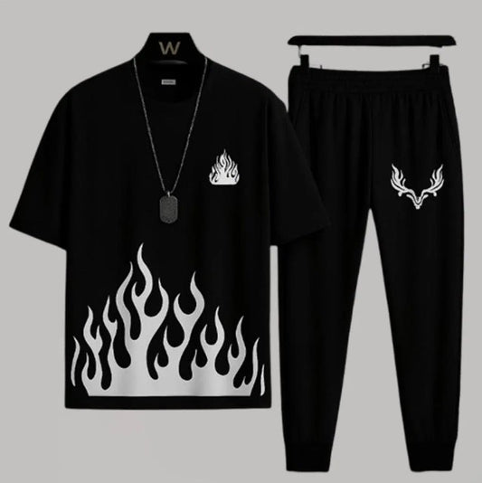 Men’s Summer BLACK Track Suit FIRE  – Lightweight & Breathable