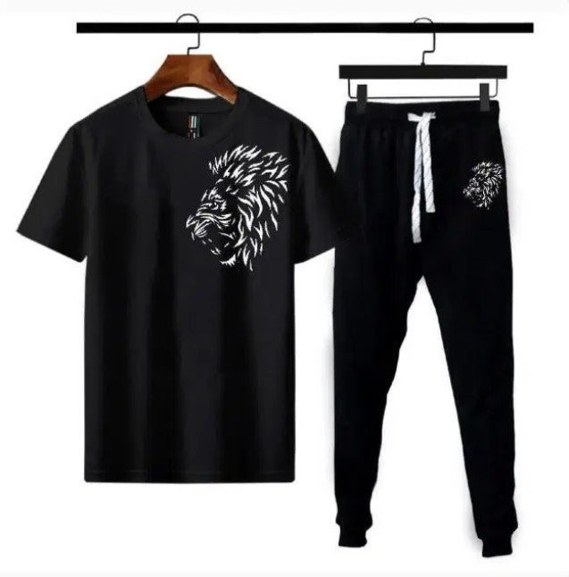 Men’s Summer BLACK Track Suit SINGLE LION  – Lightweight & Breathable