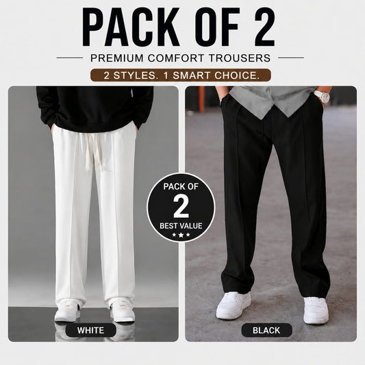 Pack of 2 Premium Baggy Trousers – (White,Black)