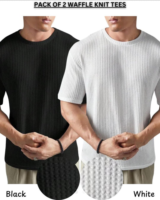 Men’s Waffle Knit Polo Pack of 2 – Soft & Breathable