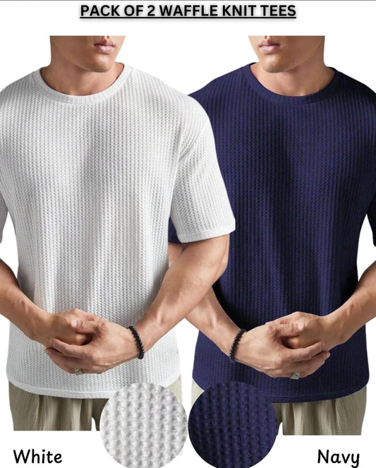 Men’s Waffle Knit Polo Pack of 2 – Soft & Breathable