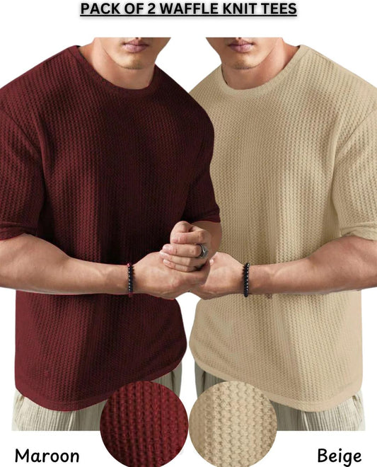 Men’s Waffle Knit Polo Pack of 2 – Soft & Breathable