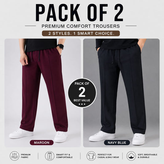Pack of 2 Premium Baggy Trousers – (Mehroon,Black)