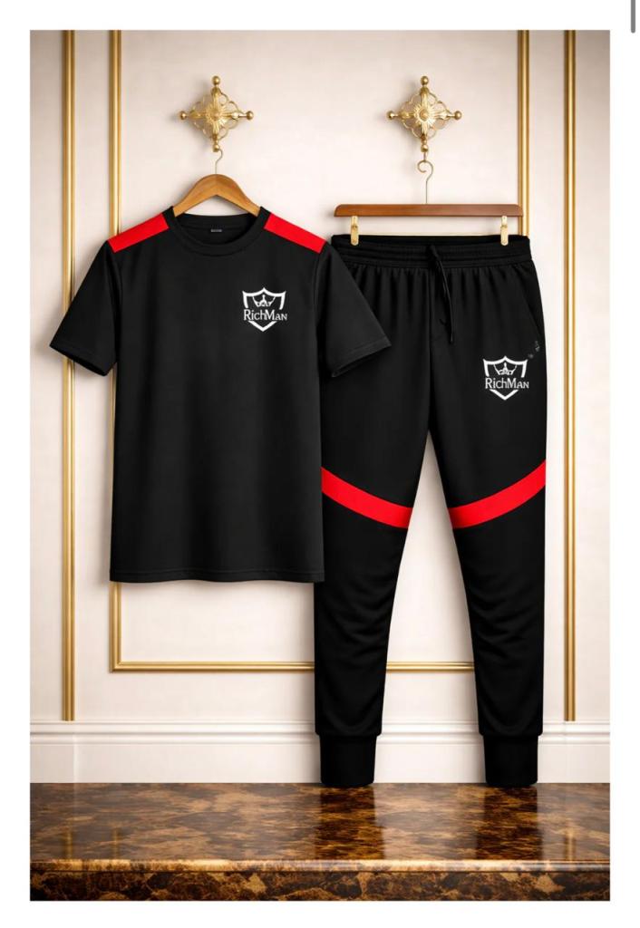 Men’s Summer RICHMAN BLACK Track Suit   – Lightweight & Breathable