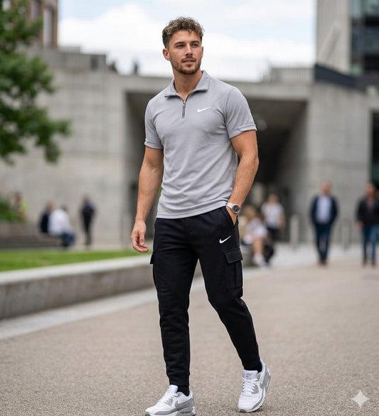 Men’s Summer Collar Track Suit (GREY)   – Lightweight & Breathable