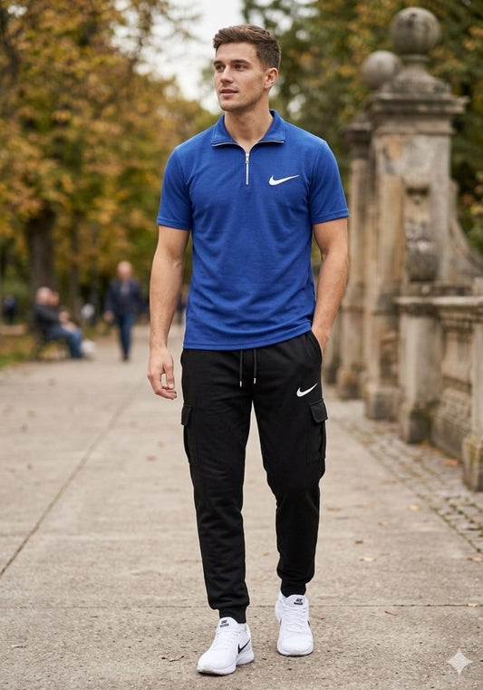 Men’s Summer Collar Track Suit (BLUE)   – Lightweight & Breathable